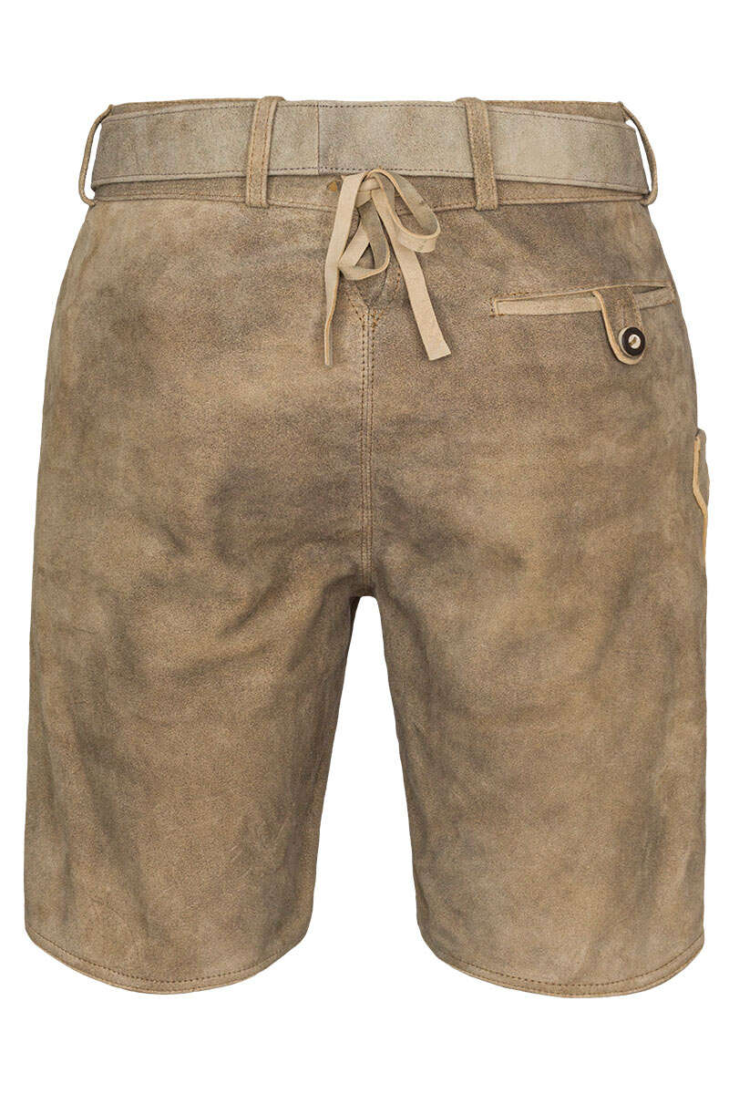 Kurze Herren Lederhose mit Reiverschluss Grtel mit Bayernwappen torf Bild 2