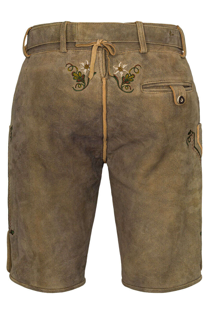 Herren Lederhose kurz mit Grtel khaki Bild 2