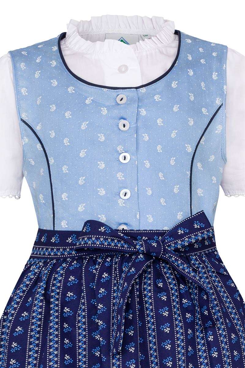 Kinder Baumwolldirndl mit Bluse hellblau Bild 2