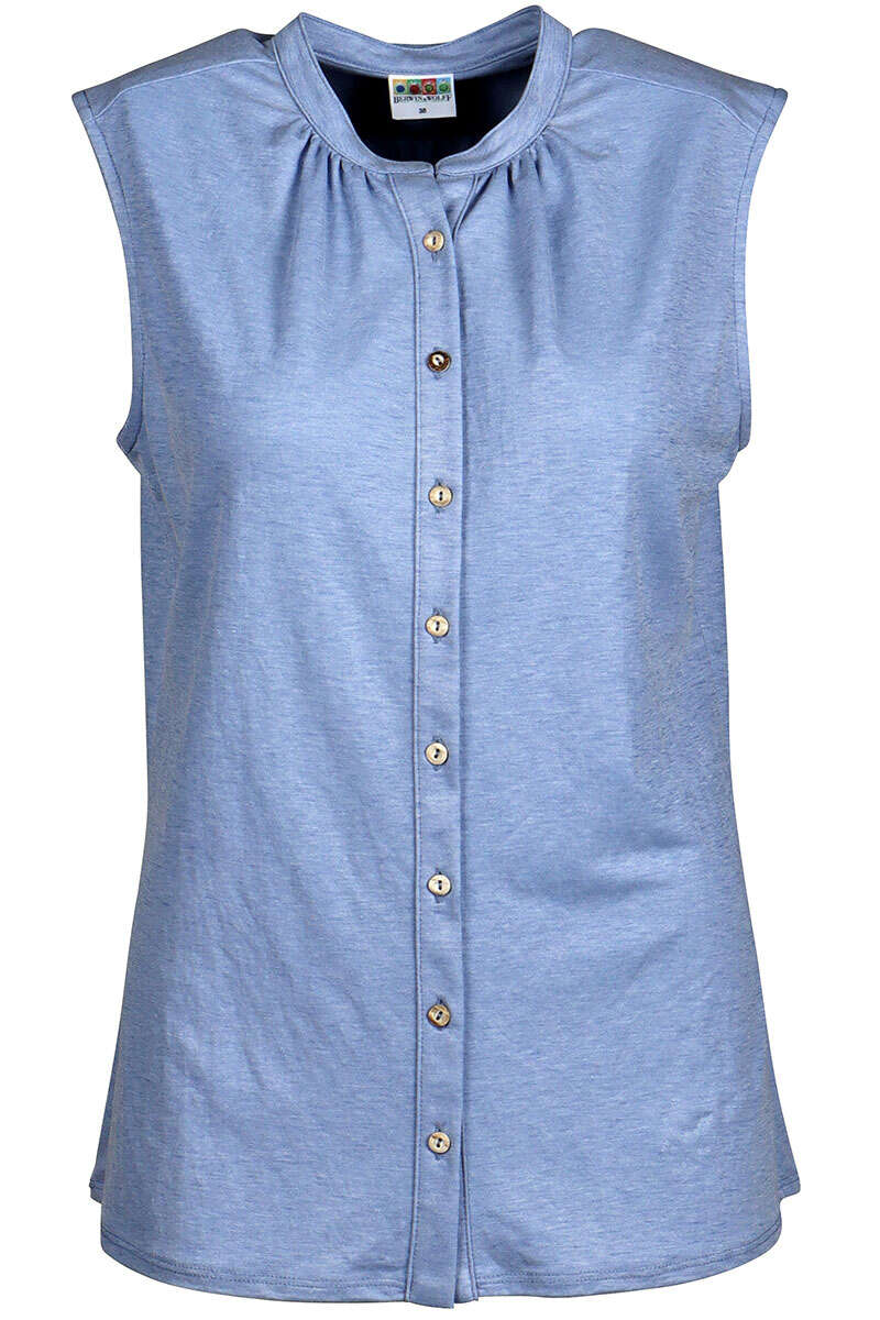 Damen Bluse - - hellblau San Mia Tracht Arm ohne Neu