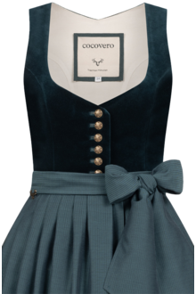 Samtdirndl herzfrmiger Ausschnitt velvet midnight petrol