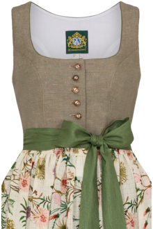 Leinendirndl Blumenprint gemustert lang grn