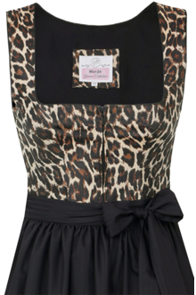 Midi Dirndl mit Leopardenmuster Wild Kollektion schwarz