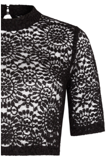 Hochgeschlossene Dirndlbluse mit Spitze schwarz