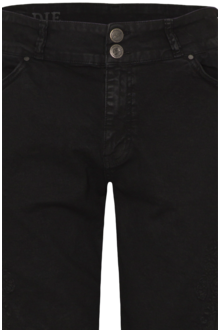 Herren Jeans-Bermuda Lederhose`mit Stickerei schwarz