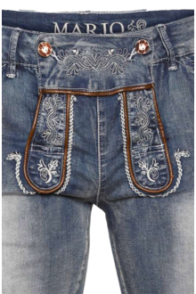 Herren Trachtenjeans Lederhose kurz blau