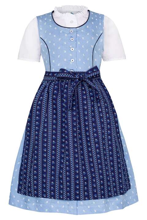 Kinder Baumwolldirndl mit Bluse hellblau